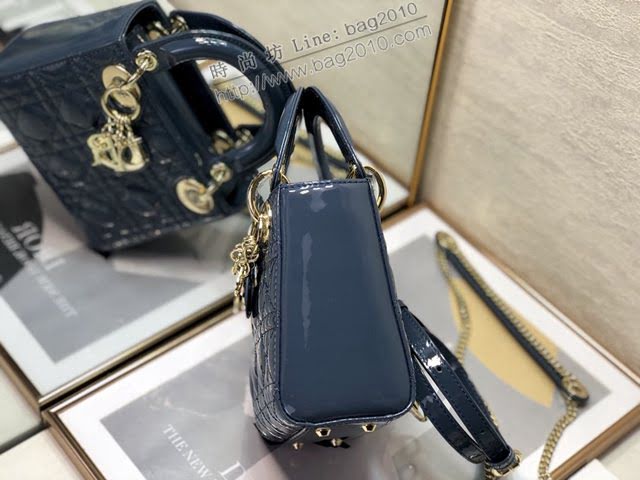 Dior女包 迪奧Lady Dior Mini經典3格漆皮戴妃包 Dior手提肩背斜挎包  dfk1780
